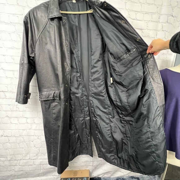 |•REAL SEAL STATE OF OKLAHOMA•| 100% Leather Vintage Trench Coat Size Large - Picture 11 of 12